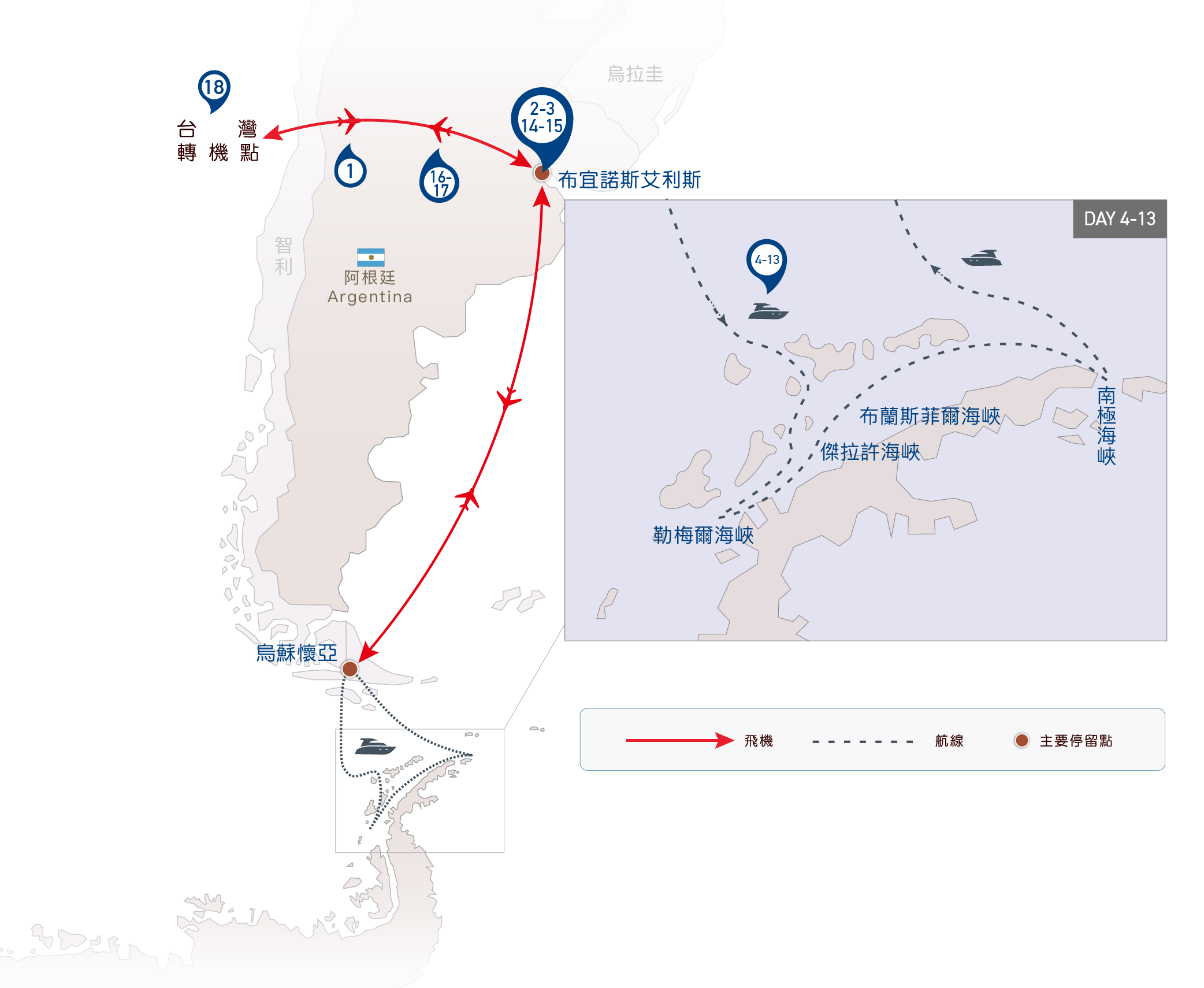 奇寶經典南極半島18天地圖